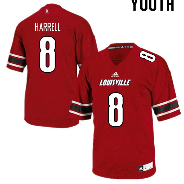 Youth #8 Tyler Harrell Louisville Cardinals College Football Jerseys Sale-Red - Click Image to Close